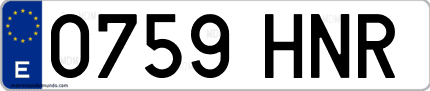 Ejemplo de matrícula de coche ordinaria 0759 HNR