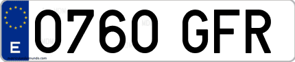 Ejemplo de matrícula de coche ordinaria 0760 GFR