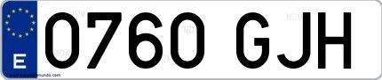 Ejemplo de matrícula española 0760 GJH