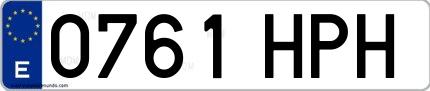 Ejemplo de matrícula de coche ordinaria 0761 HPH