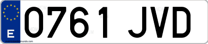 Ejemplo de matrícula de coche ordinaria 0761 JVD