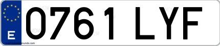 Ejemplo de matrícula española 0761 LYF