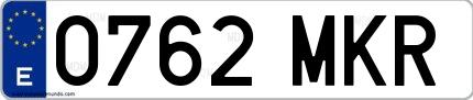 Ejemplo de matrícula española 0762 MKR