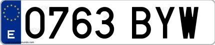 Ejemplo de matrícula española 0763 BYW
