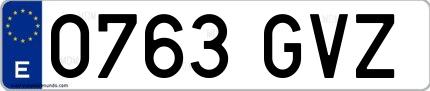 Ejemplo de matrícula española 0763 GVZ