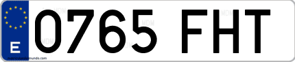 Ejemplo de matrícula de coche ordinaria 0765 FHT