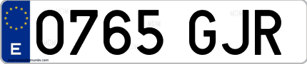 Ejemplo de matrícula de coche ordinaria 0765 GJR