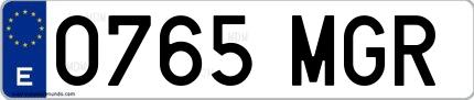 Ejemplo de matrícula española 0765 MGR