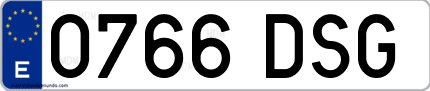 Ejemplo de matrícula de coche ordinaria 0766 DSG