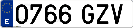 Ejemplo de matrícula de coche ordinaria 0766 GZV