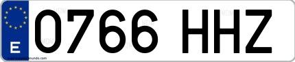 Ejemplo de matrícula española 0766 HHZ