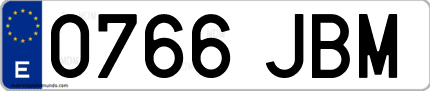 Ejemplo de matrícula de coche ordinaria 0766 JBM