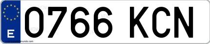 Ejemplo de matrícula española 0766 KCN