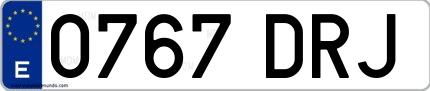 Ejemplo de matrícula española 0767 DRJ