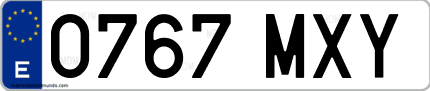 Ejemplo de matrícula de coche ordinaria 0767 MXY
