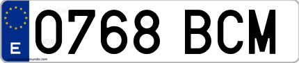 Ejemplo de matrícula de coche ordinaria 0768 BCM