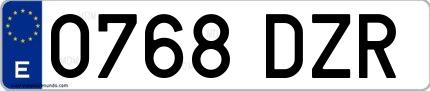 Ejemplo de matrícula española 0768 DZR