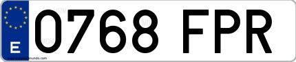 Ejemplo de matrícula española 0768 FPR