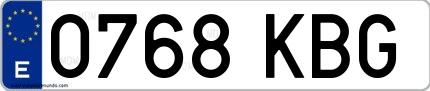 Ejemplo de matrícula española 0768 KBG