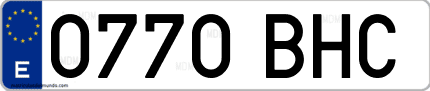Ejemplo de matrícula de coche ordinaria 0770 BHC