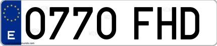Ejemplo de matrícula española 0770 FHD