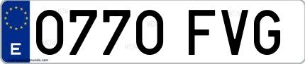 Ejemplo de matrícula española 0770 FVG