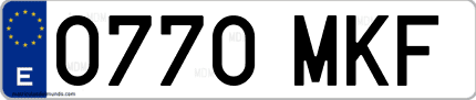 Ejemplo de matrícula de coche ordinaria 0770 MKF