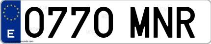 Ejemplo de matrícula española 0770 MNR