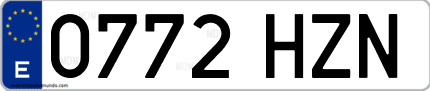 Ejemplo de matrícula de coche ordinaria 0772 HZN