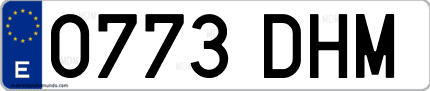 Ejemplo de matrícula de coche ordinaria 0773 DHM