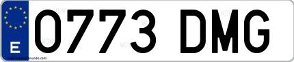 Ejemplo de matrícula de coche ordinaria 0773 DMG