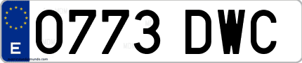 Ejemplo de matrícula de coche ordinaria 0773 DWC