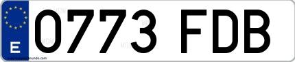 Ejemplo de matrícula española 0773 FDB