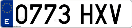 Ejemplo de matrícula de coche ordinaria 0773 HXV