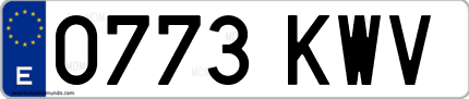Ejemplo de matrícula de coche ordinaria 0773 KWV
