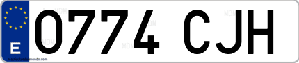 Ejemplo de matrícula de coche ordinaria 0774 CJH