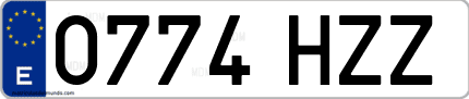 Ejemplo de matrícula de coche ordinaria 0774 HZZ