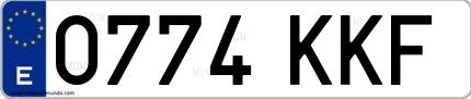Ejemplo de matrícula de coche ordinaria 0774 KKF
