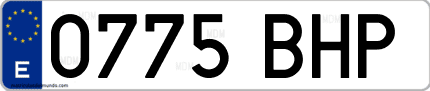 Ejemplo de matrícula de coche ordinaria 0775 BHP