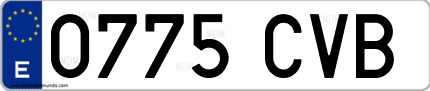 Ejemplo de matrícula de coche ordinaria 0775 CVB