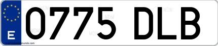 Ejemplo de matrícula española 0775 DLB