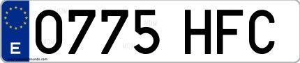Ejemplo de matrícula española 0775 HFC