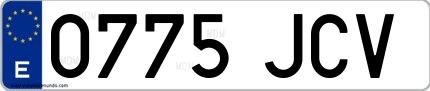 Ejemplo de matrícula de coche ordinaria 0775 JCV