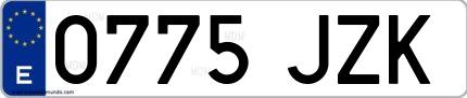 Ejemplo de matrícula española 0775 JZK