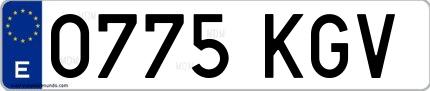 Ejemplo de matrícula española 0775 KGV
