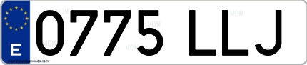 Ejemplo de matrícula de coche ordinaria 0775 LLJ