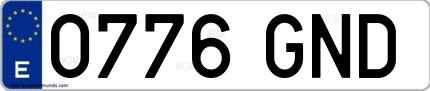 Ejemplo de matrícula española 0776 GND