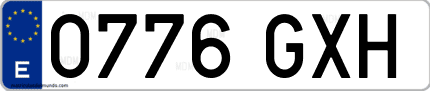Ejemplo de matrícula de coche ordinaria 0776 GXH