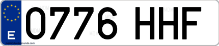 Ejemplo de matrícula de coche ordinaria 0776 HHF