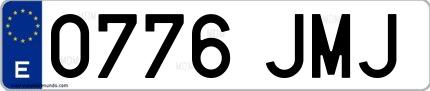 Ejemplo de matrícula española 0776 JMJ